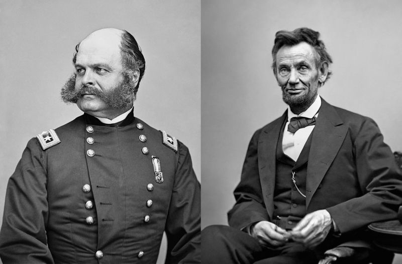 Generál Burnside a Abraham Lincoln