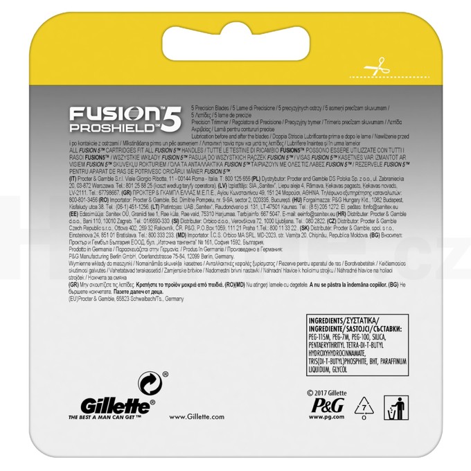 Gillette Fusion 5 ProShield náhradné hlavice 4 ks