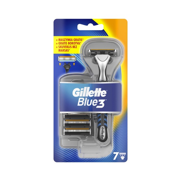 Gillette Blue 3 holiaci strojček + 7 hlavic
