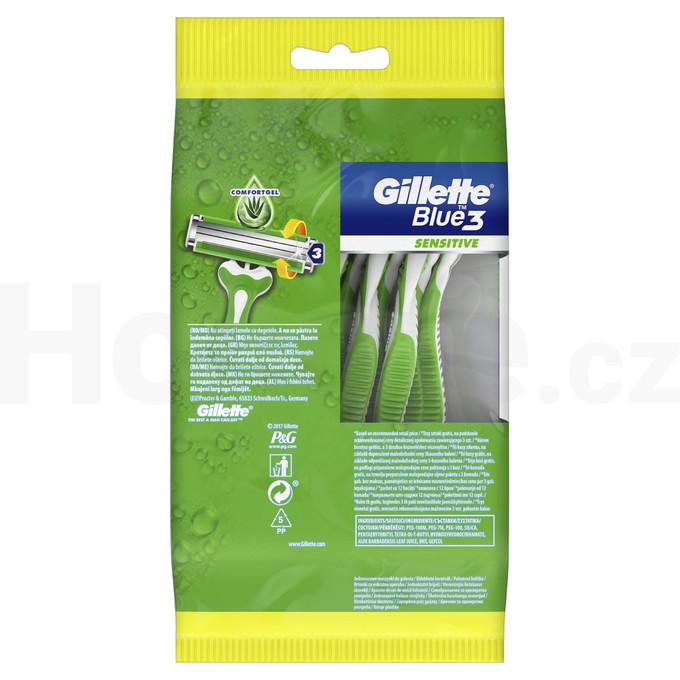 Gillette Blue 3 Sensitive jednorazová holítka 12 ks