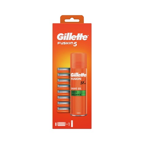 Gillette Fusion Manual náhradné hlavice 8 ks + gél na holenie 200 ml