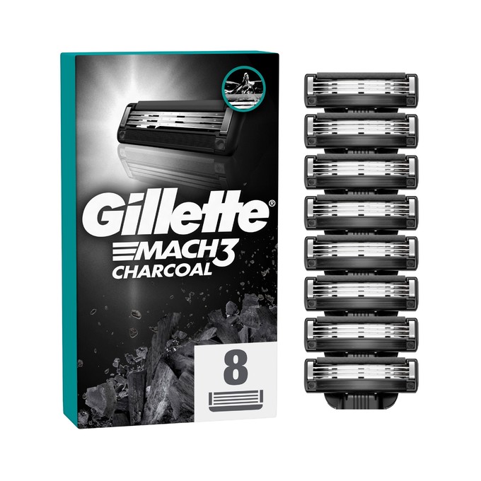 Gillette Mach3 Charcoal náhradná hlavica 8 ks