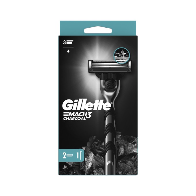 Gillette Mach3 Charcoal holiaci strojček + 2 hlavice
