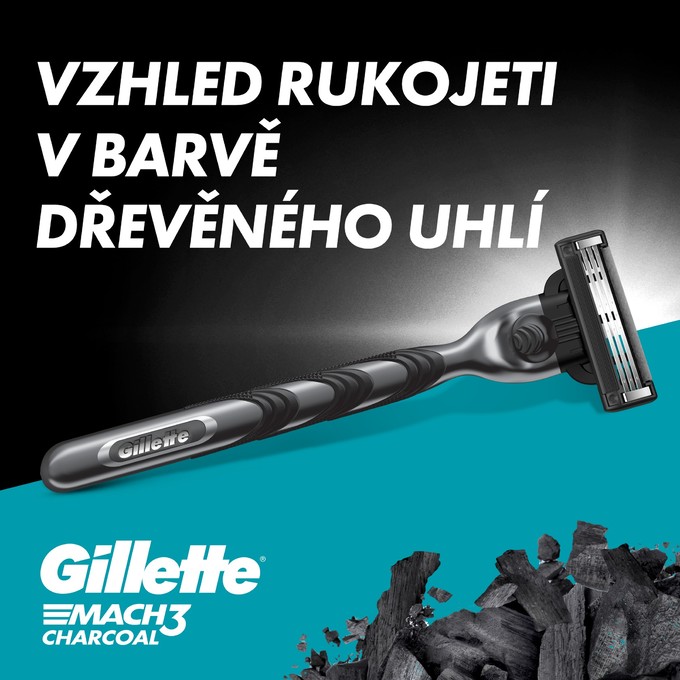 Gillette Mach3 Charcoal holiaci strojček + 2 hlavice
