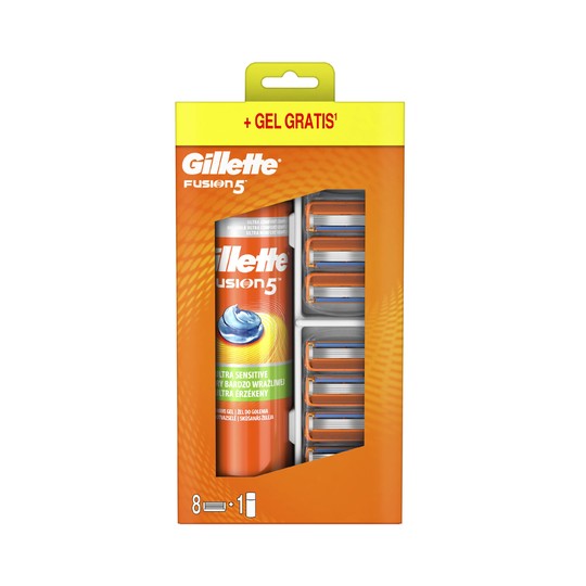 Gillette Fusion Manual náhradné hlavice 8 ks + gél na holenie 200 ml