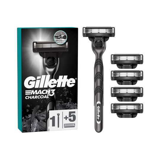 Gillette Mach3 Charcoal holiaci strojček + 5 hlavíc