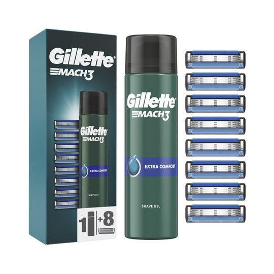 Gillette Mach3 náhradné hlavice 8 ks + gél na holenie