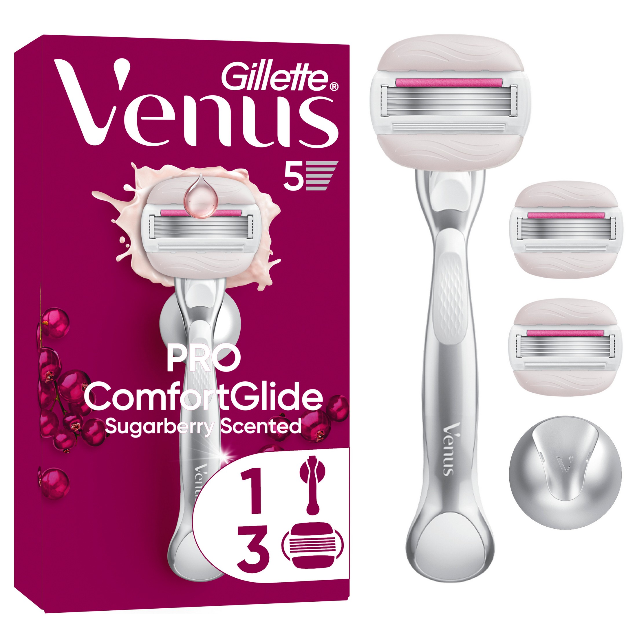 Gillette Venus Comfortglide Sugarberry Scent holiaci strojček + 3 hlavice
