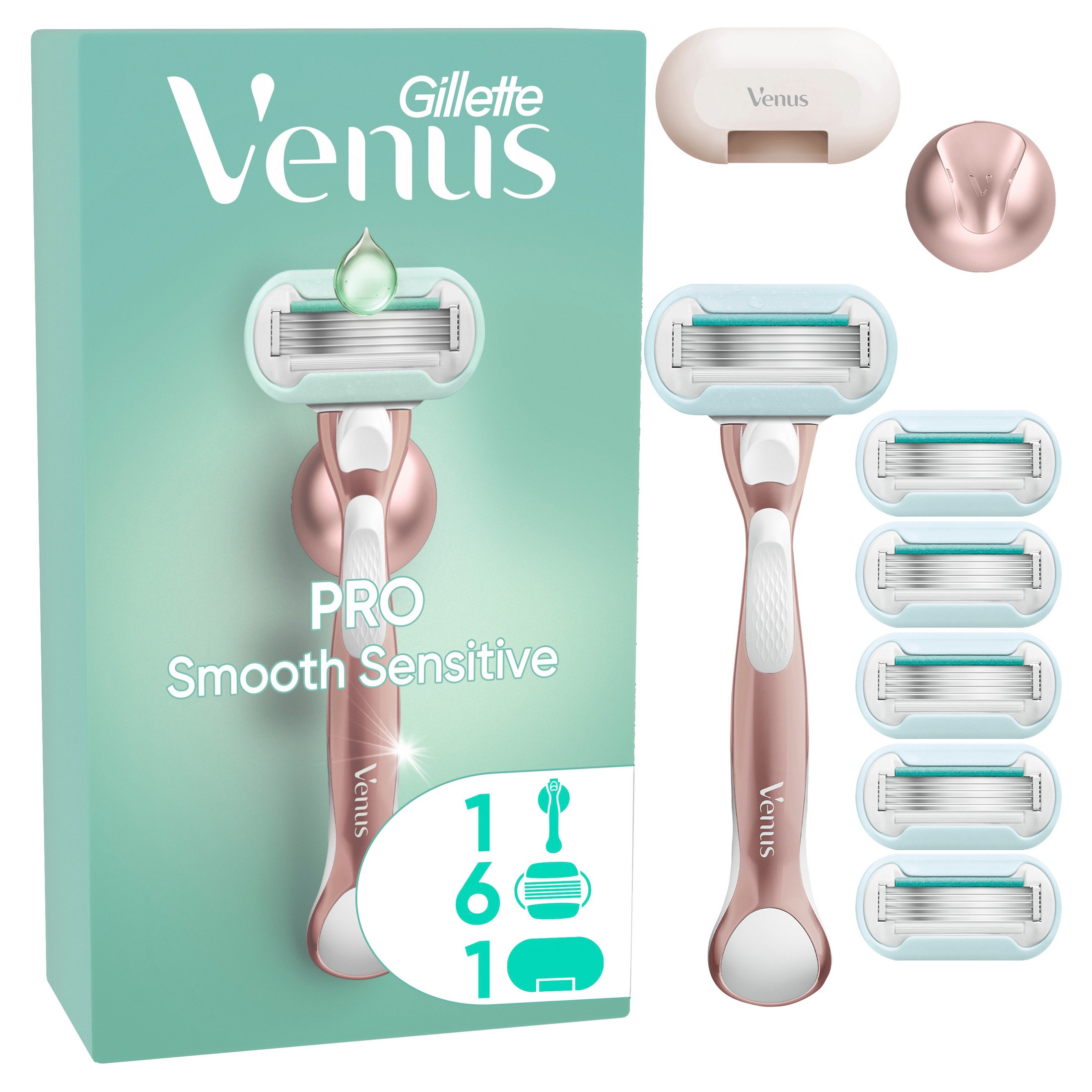 Gillette Venus Pro Smooth Sensitive holiaci strojček + 6 hlavíc