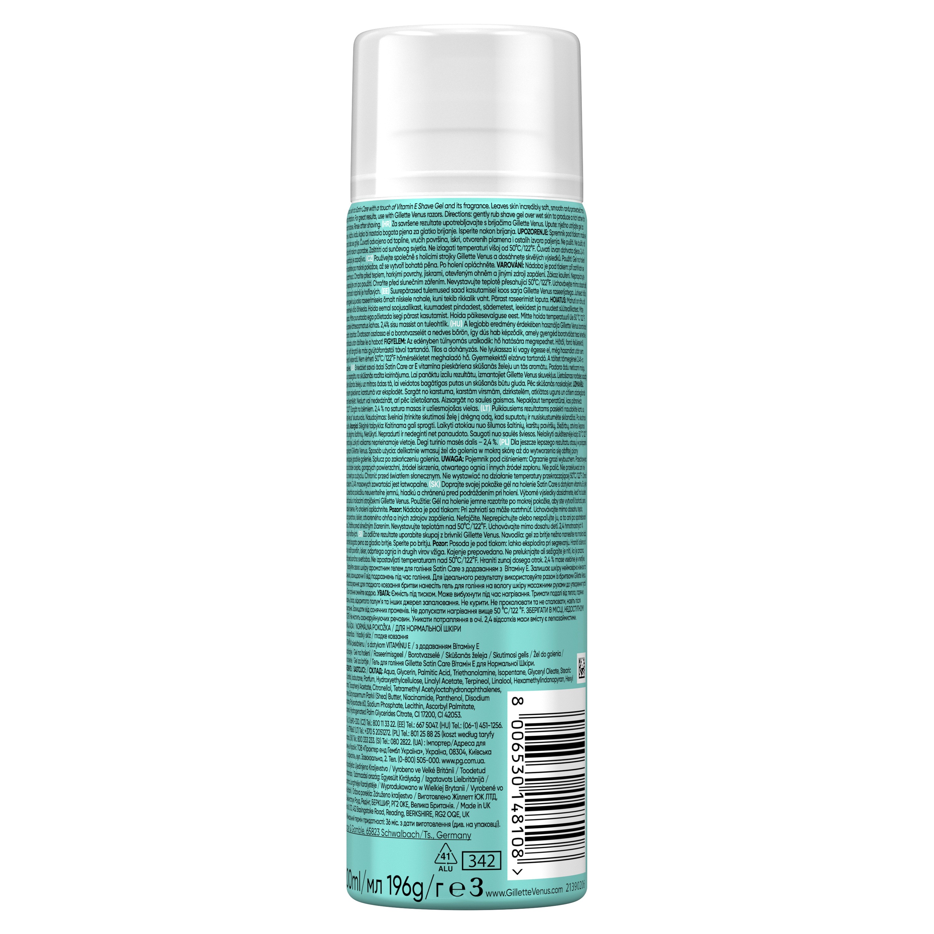 Gillette Satin Care Vitamín E gél na holenie 200 ml