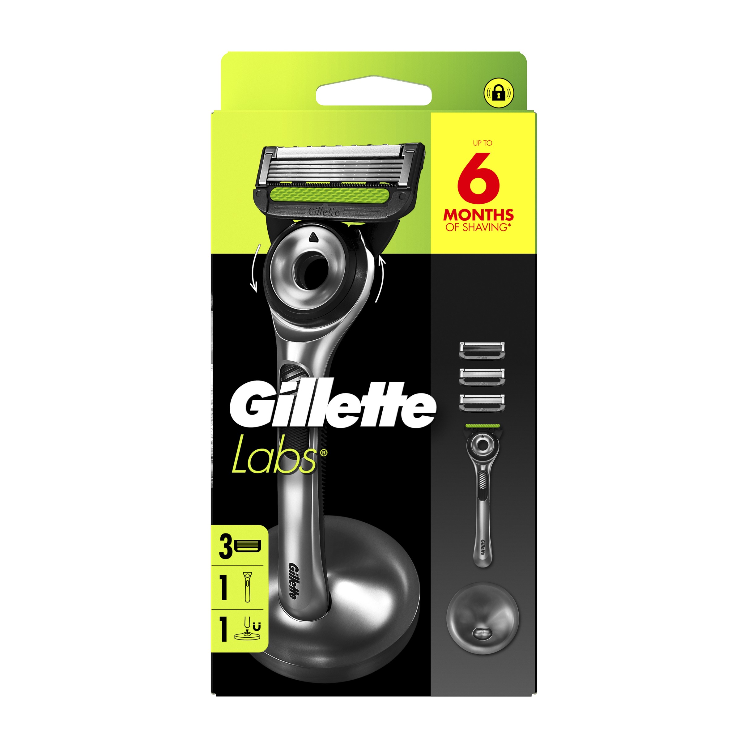 Gillette Labs holiaci strojček + 3 hlavice + stojan - krabička s žiletkovým holiacim strojčekom