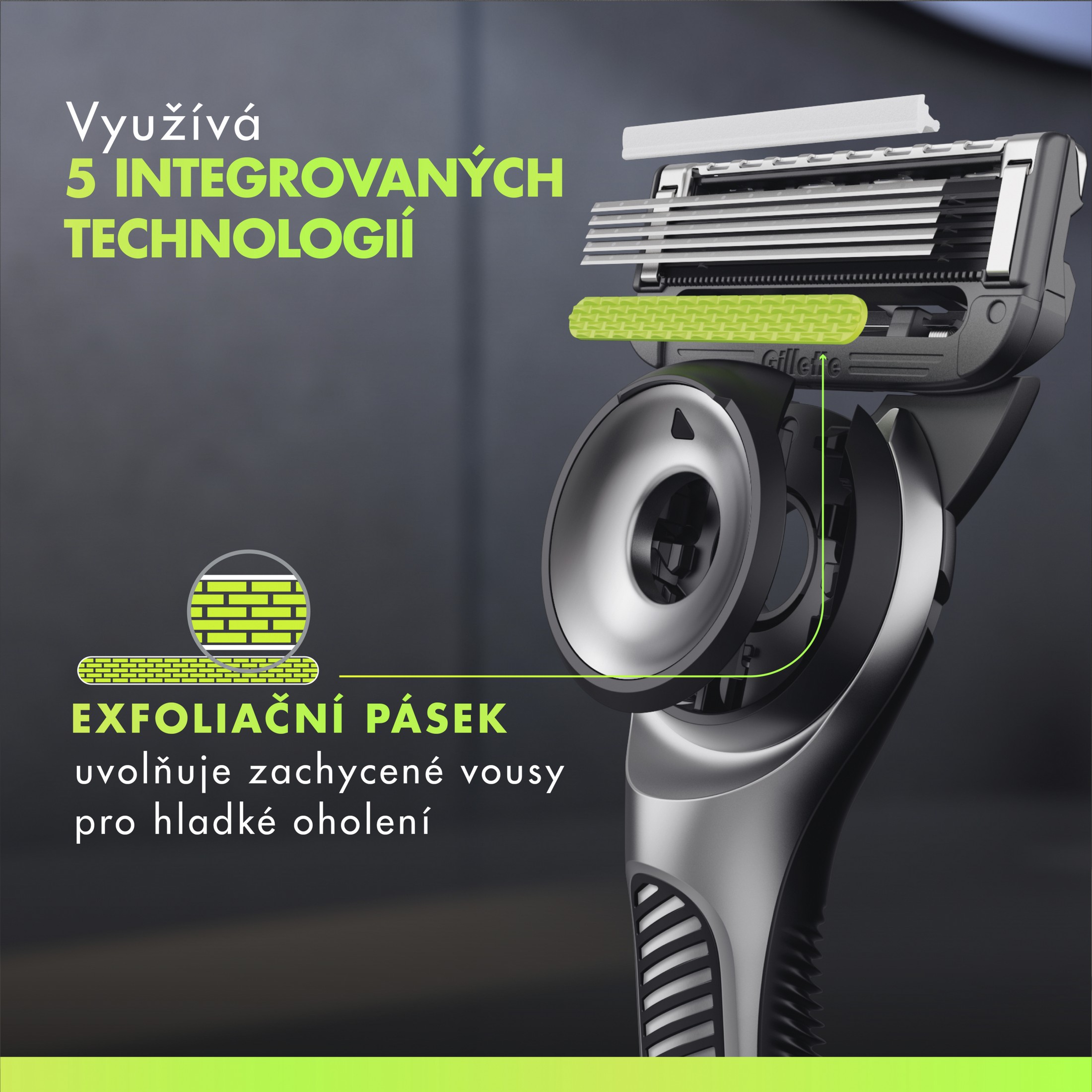 Gillette Labs holiaci strojček + 3 hlavice + stojan