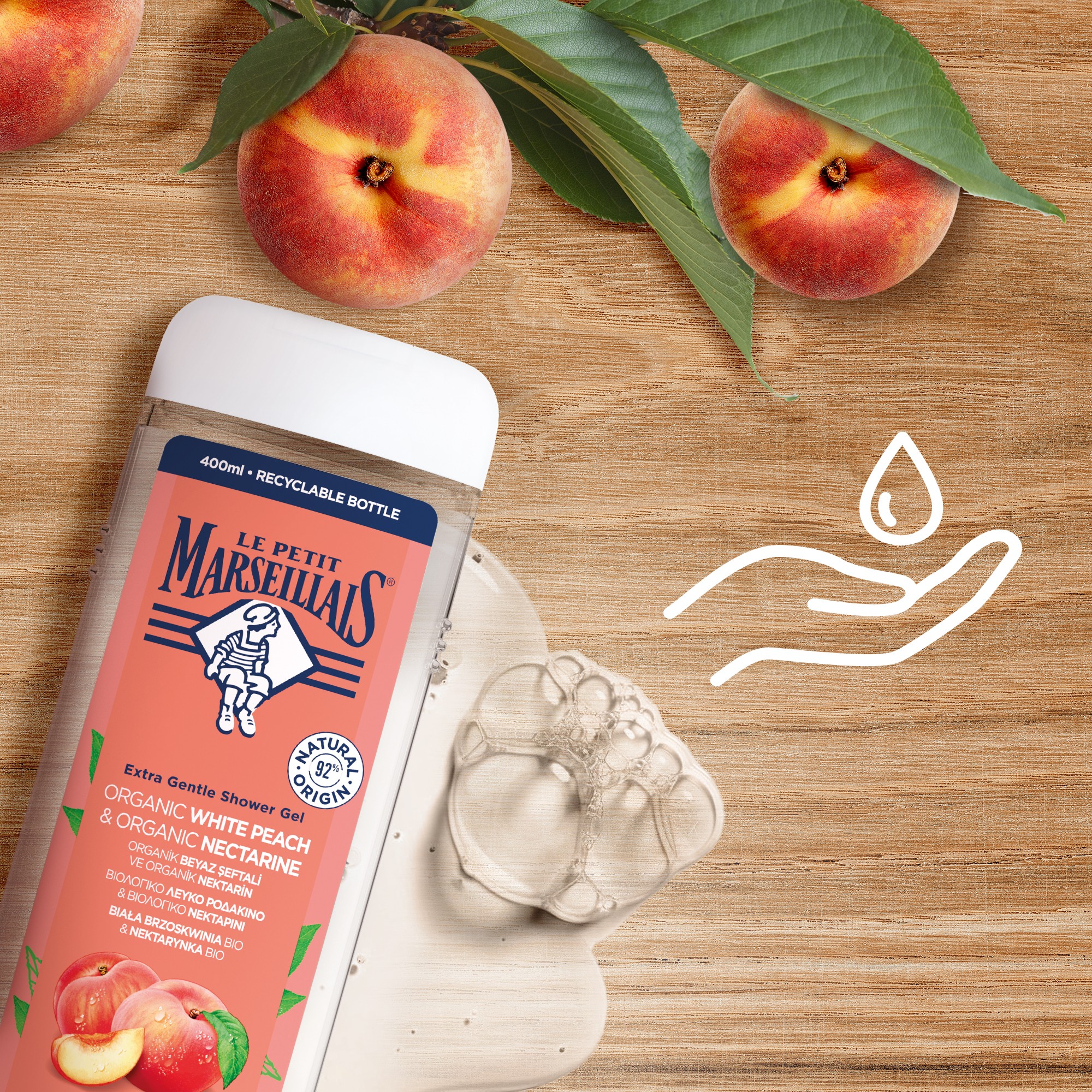 Le Petit Marseillais  Peach & Nectarine sprchový gél 400 ml