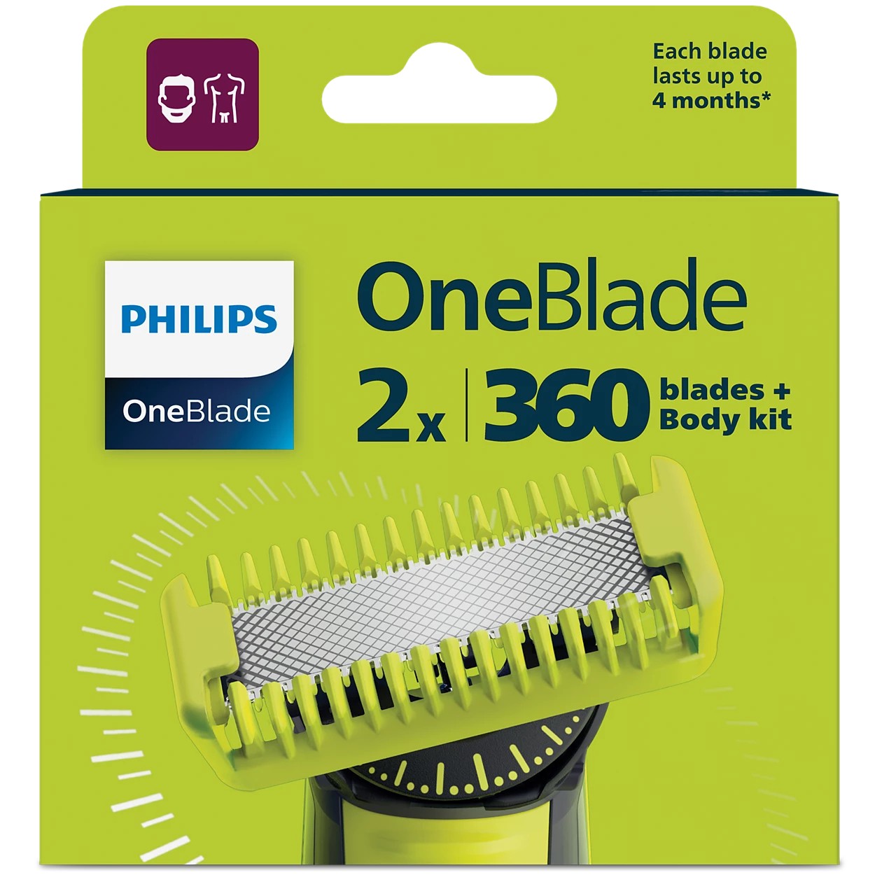 Philips OneBlade QP624/50 náhradná čepeľ 2 ks + nadstavce na telo