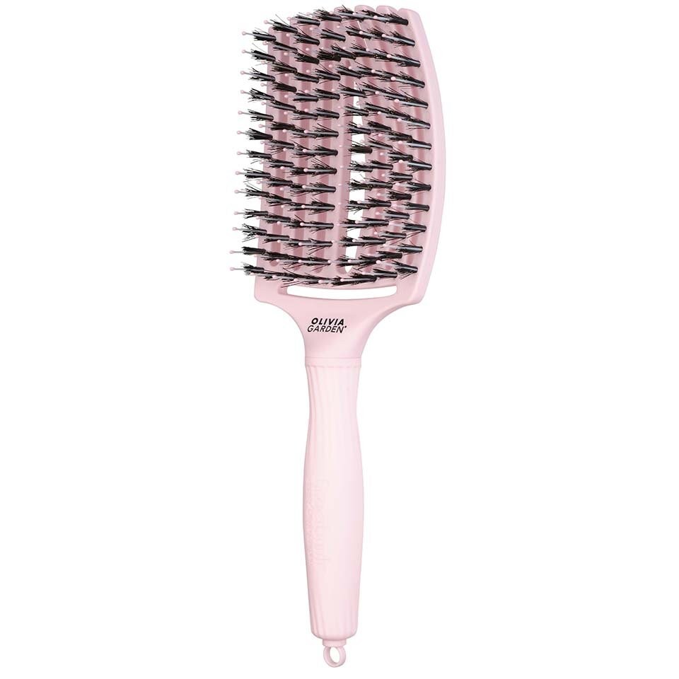 Olivia Garden Fingerbrush Care Iconic Boar & Nylon L kefa na vlasy - Pastel Pink