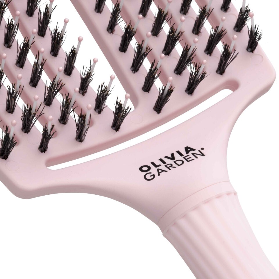 Olivia Garden Fingerbrush Care Iconic Boar & Nylon L kefa na vlasy - Pastel Pink