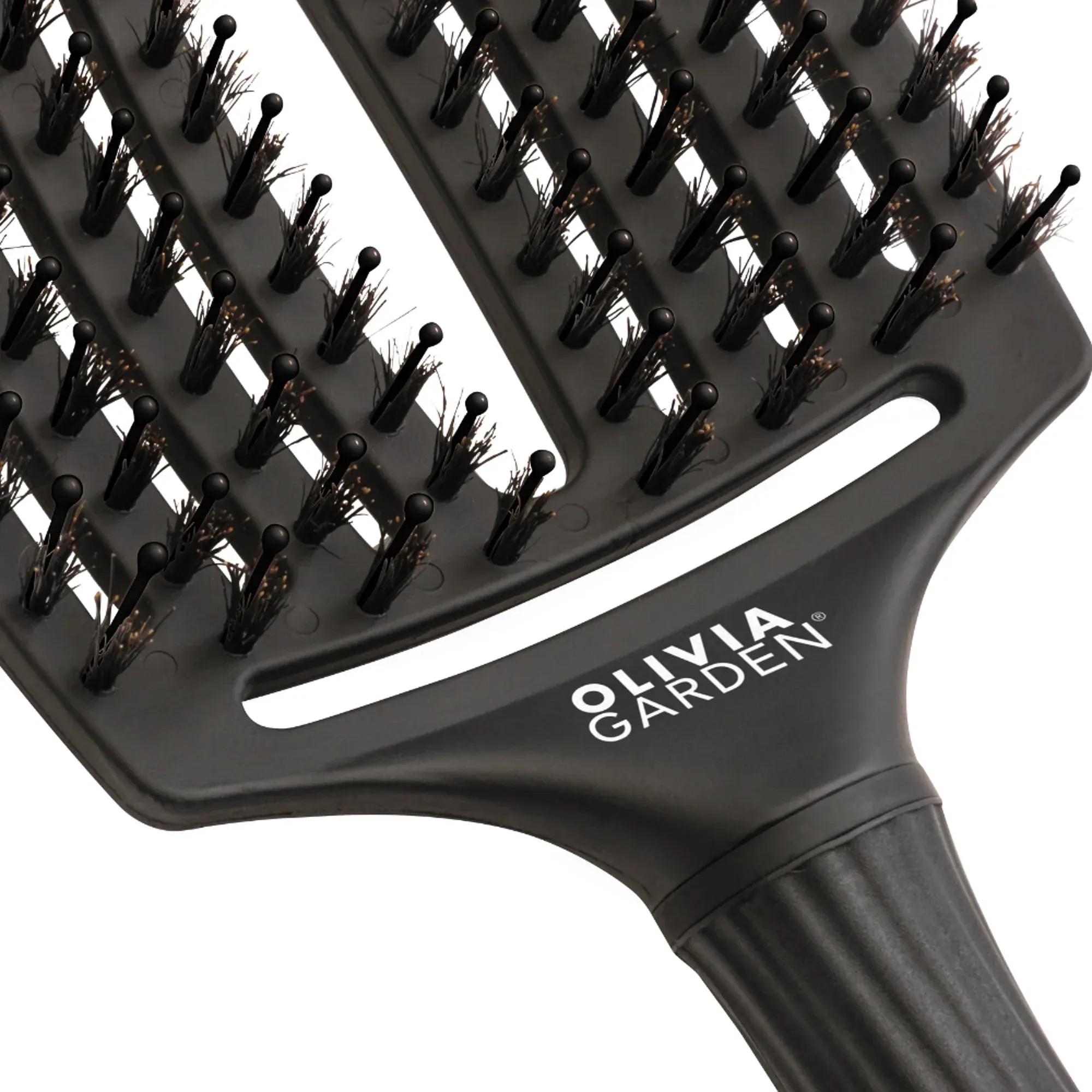 Olivia Garden Fingerbrush Care Iconic Boar & Nylon L kefa na vlasy - Full Black