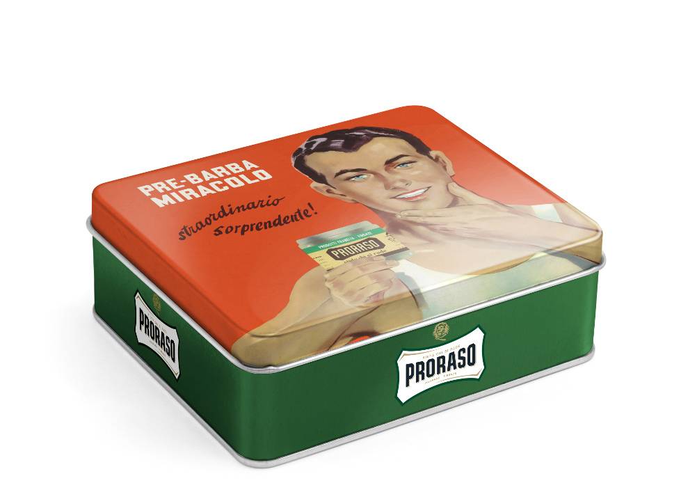 Proraso Green Vintage Selection Gino krém na holenie 150 ml + krém pred holením 100 ml + balzam po holení s vôňou mentolu a eukalyptu 100 ml darčeková sada